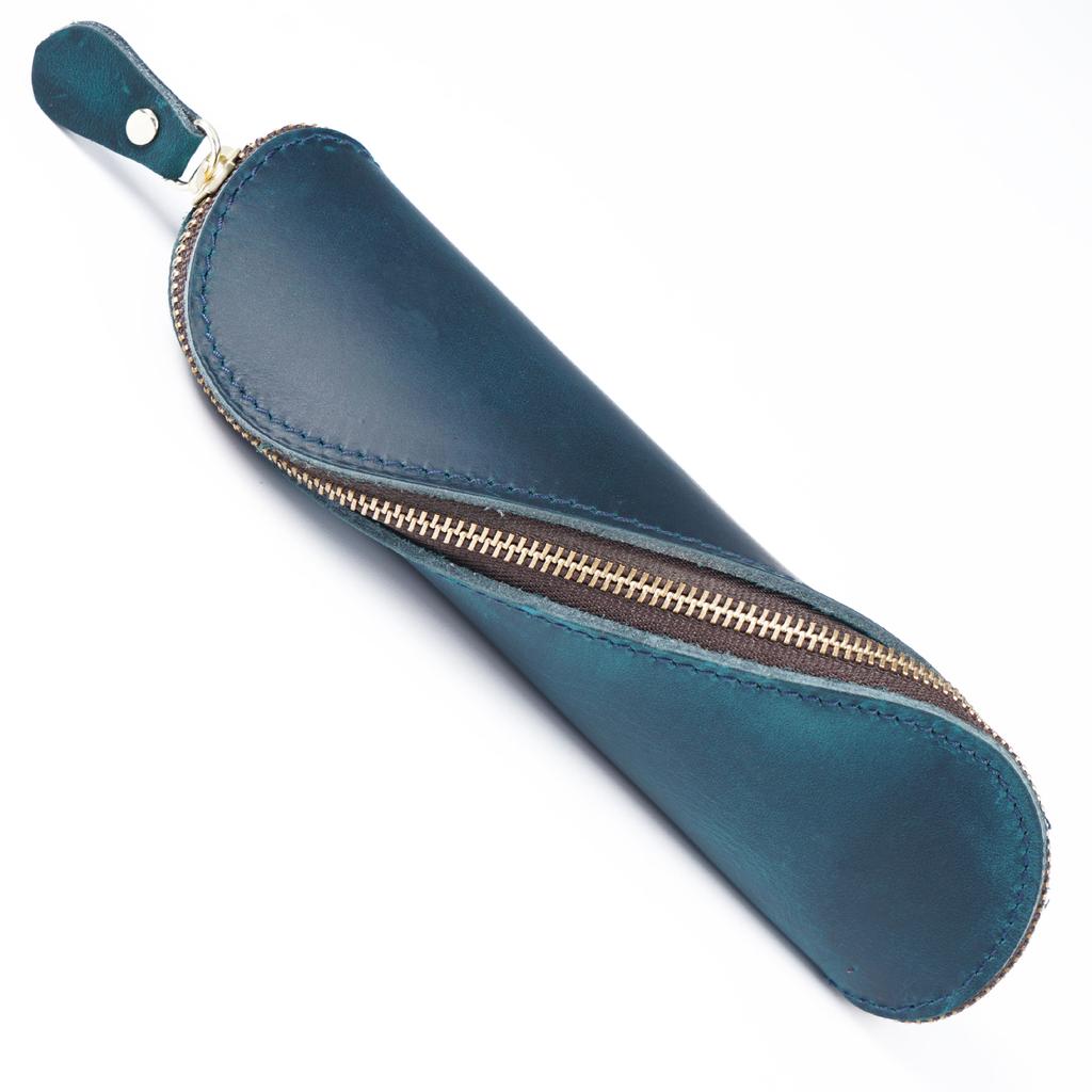 Stylish Top Grade Genuine Leather Pen Box Personalized Zipper Pencil Purse with Free Customization Craft Ideas