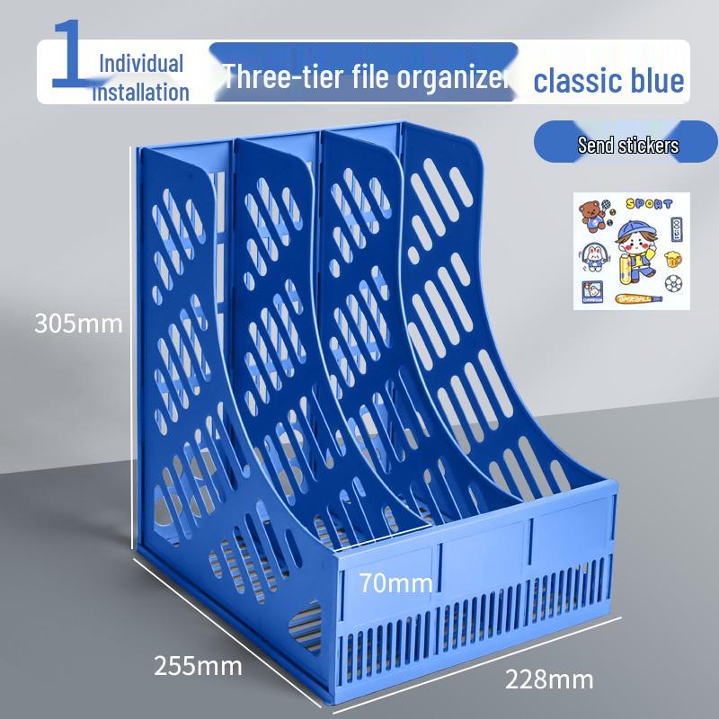 Thickened Multi-Layer File Rack Basket - Four-Column Office Storage Set