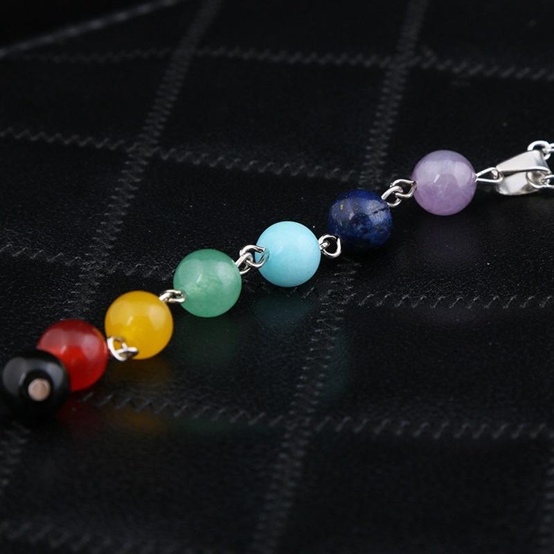 7 Chakra Reiki Beads Gemstone Charms Pendant Yoga Balancing Necklace Colorful Bead Necklace