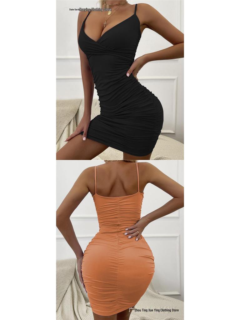 Women's European & American Sexy V-Neck Bodycon Sling Dress - Summer Style