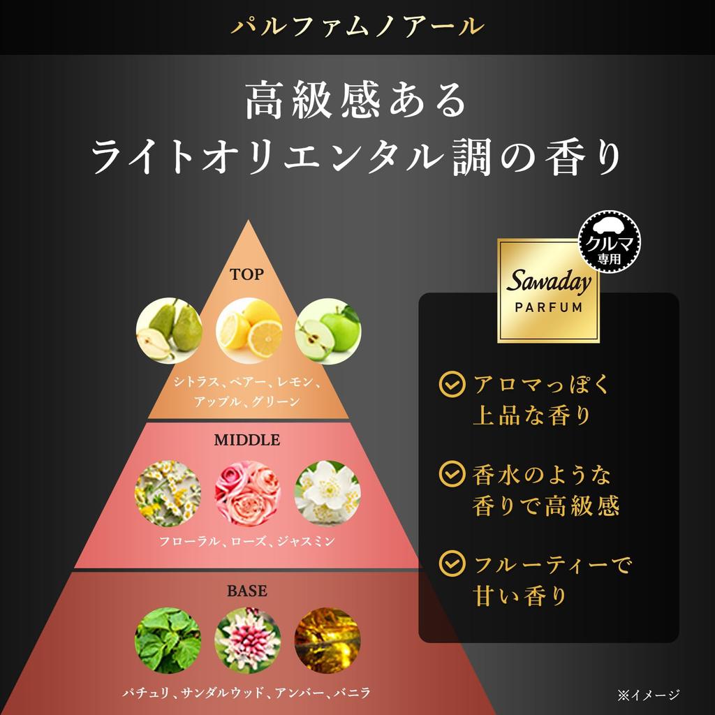 Sawaday Car Parfum Noir Air 6ml X Freshener, Clip-on Type, 2-Pack