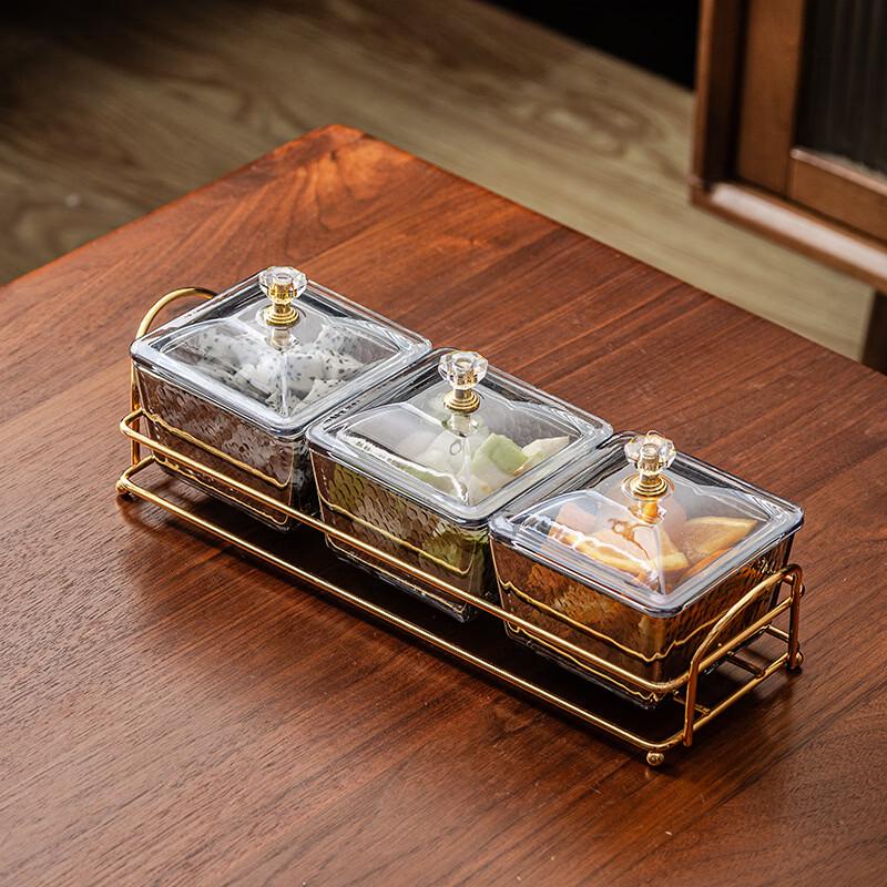 Plateau de service divisé en verre martelé Ice Joy