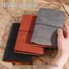 Carnet de Voyage A6 à Feuilles Mobiles avec Reliure Rétro et Sangle, Carnet Intime A5 en Cuir Souple Épais, Option Logo Personnalisé
