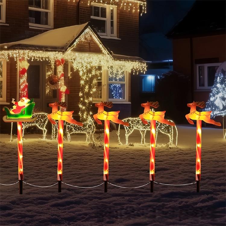 Pack of 6 Solar Christmas Stake Lights Offering Energy Saving Brightness Throughout the Night for Sustainable Decoration