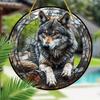 Wolf King Series Acrylic Catcher 8 "(20cm)Stained Glass Window Hanging, Outdoor and Interior Wall  Suitable for Living Room Bedroom Porch Garden KTY