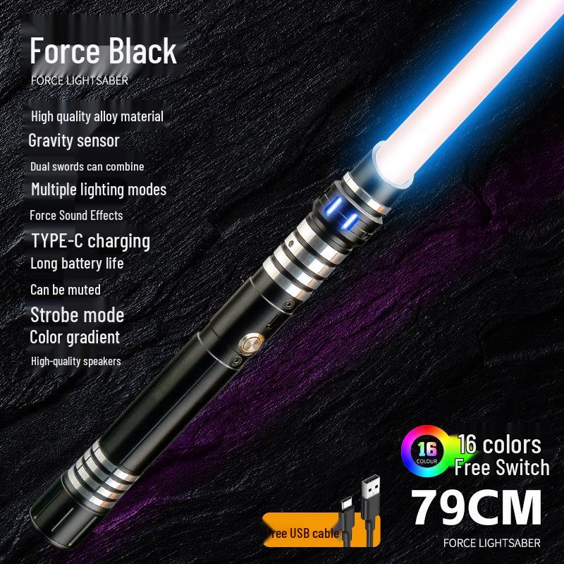 

Звездные войны Металлический световой меч с меняющим цвет светом для детей 16 Color RGB+Flash Mode+Silent+Handle Vibration