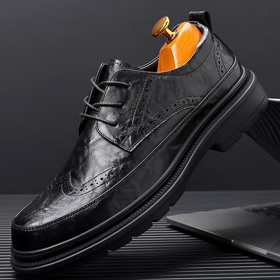 2024 Platform Shoes for Men Shoes Leather Shoes Business Dress Shoes All-Match Casual Wear-Resistant Footwear Chaussure Homme