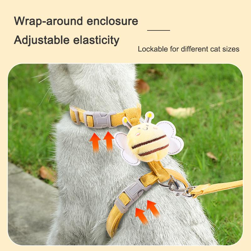 Cat Harness & Leash Set, Cats Escape Proof - Cute Bee Plaid Lightweight Soft Petsafe Harness