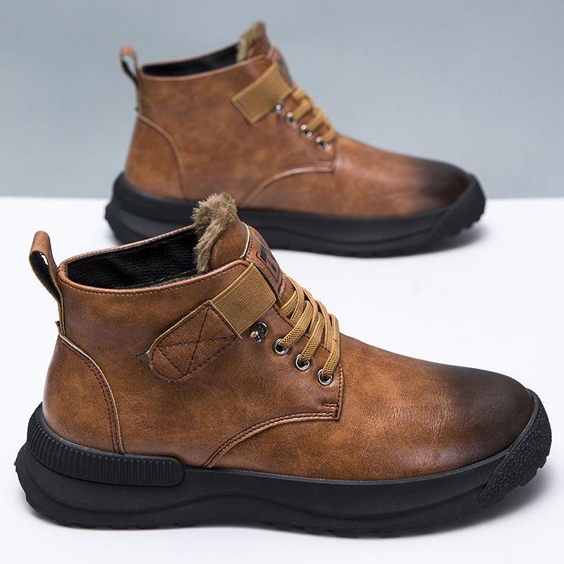 Herren Winter Plus Samt Verdickte Leder Schneestiefel - Rutschfest, Lässig, Outdoor Martin Stiefel.