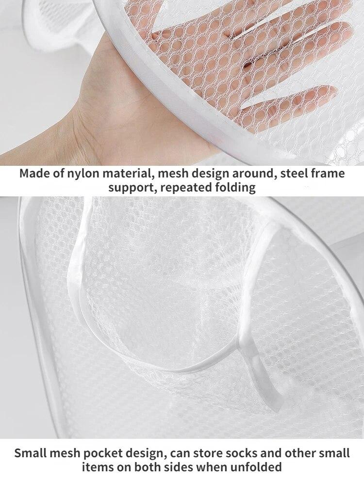 Folding Laundry Basket Organizer for Dirty Clothes Bathroom Clothes Mesh Storage Bag Household Wall Hanging Basket Frame Bucket