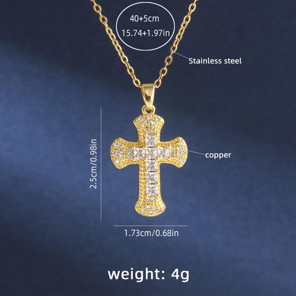 Hot Selling Copper Plated 18k Micro Inlaid Zircon Cross Necklace