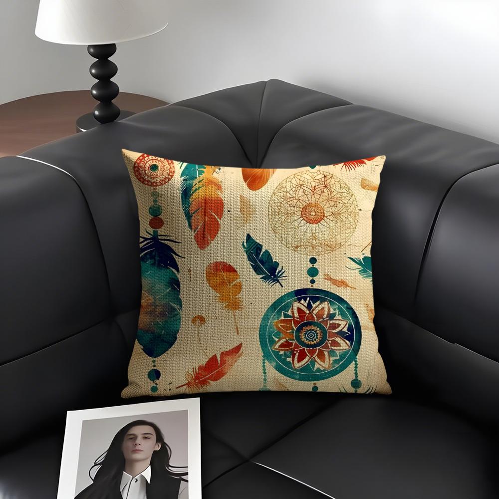 Bohemian Style Classical Cushion Cover Natural Linen Organic Fabric DoubleSided Printing Sofa Home Decor Gift Pillow Case