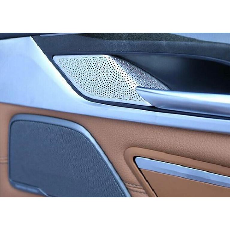 Silver Steel Rear Door Handle Speaker Cover Trim For BMW 5 Series G30 2018-