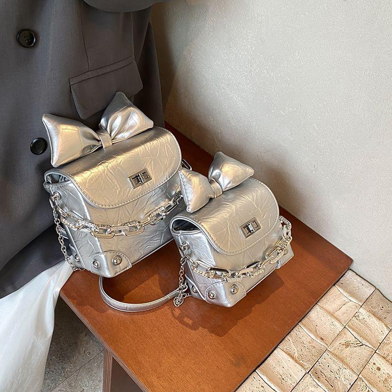 Niche texture bow mouth red envelope super foreign style mobile phone bag exquisite cute box bag mini chain messenger bag