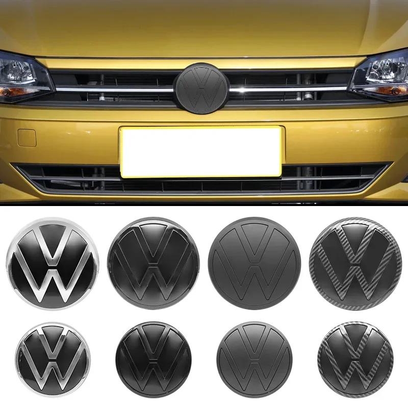 For VOLKSWAGEN VW 2Pcs ABS 139mm 110mm VW Polo Car Front Logo Grille Badge Trunk Badge For Volkswagen Polo 6 2019-2024 Car Repla Zq8
