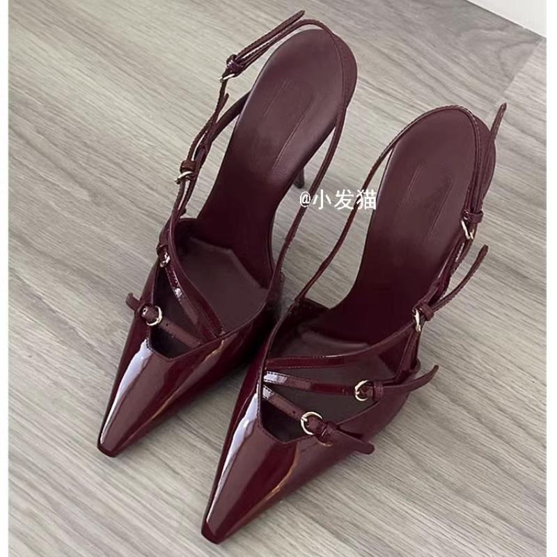 2024Women Rome High Heels Sandals Sexy Pointed Toe Slippers Summer Outdoor Flip Flops Dress Elegant Shoes Pumps Mujer Slides 9CM