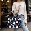 Christmas Santa Pattern Tote Bag Winter Holiday Handbag Portable Casual Shopping Bag for Daily Use