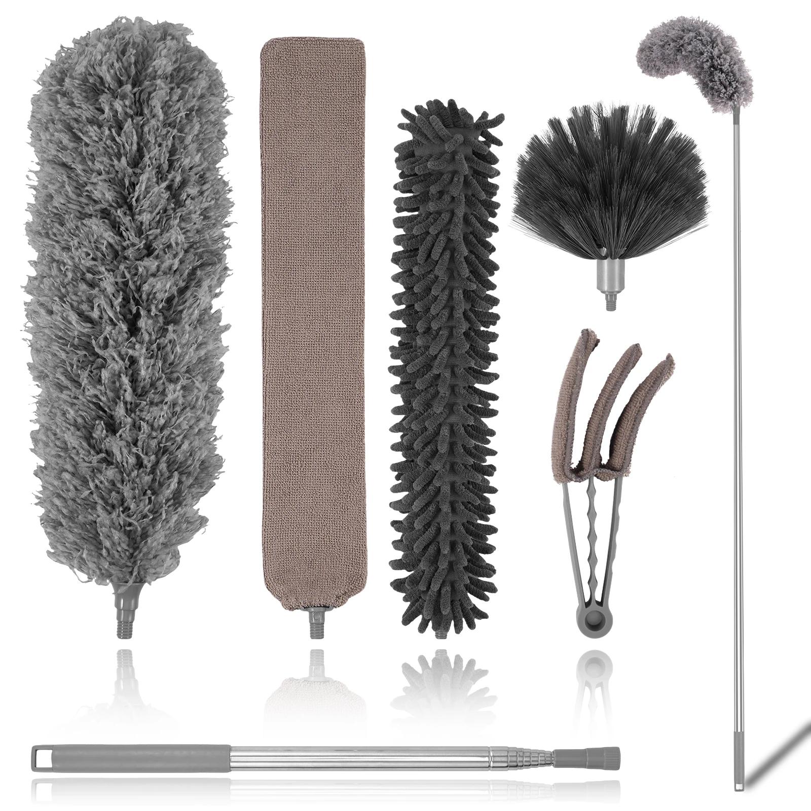

2,5 м телескопическая щетка для уборки пыли 6 шт. набор щелевых паутинных щеток из микрофибры гибкие бытовые пылеуловители