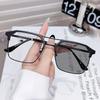 Half Frame Color-Changing Anti-Blue Glasses With The Same Polarized Sunglasses Men'S High Definition Eye Protection Flat Glasses Women