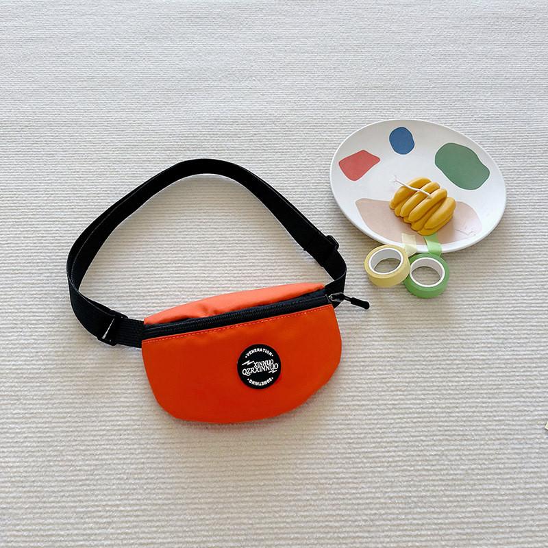 Children Nylon Stylish Waist Pack Simple Solid Color Letter Design For Boys And Girls
