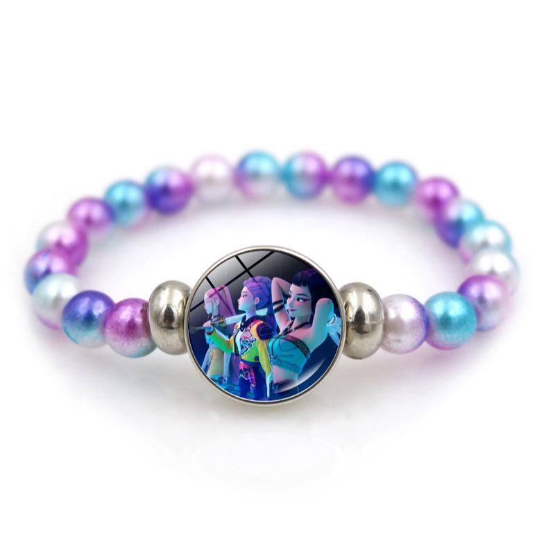 K-Pop Demon Hunters Handmade Glass Bead Bracelet Huntr-X Rumi Zoey Mira Bangles Unisex Jewelry Accessories Fans Gift