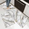 Luxury White and Gold Marble Kitchen Mat Soft Thickened Kitchen Floor Mat Waterproof Non-slip Oil-proof Floor Mat Runner Rug for Kitchen