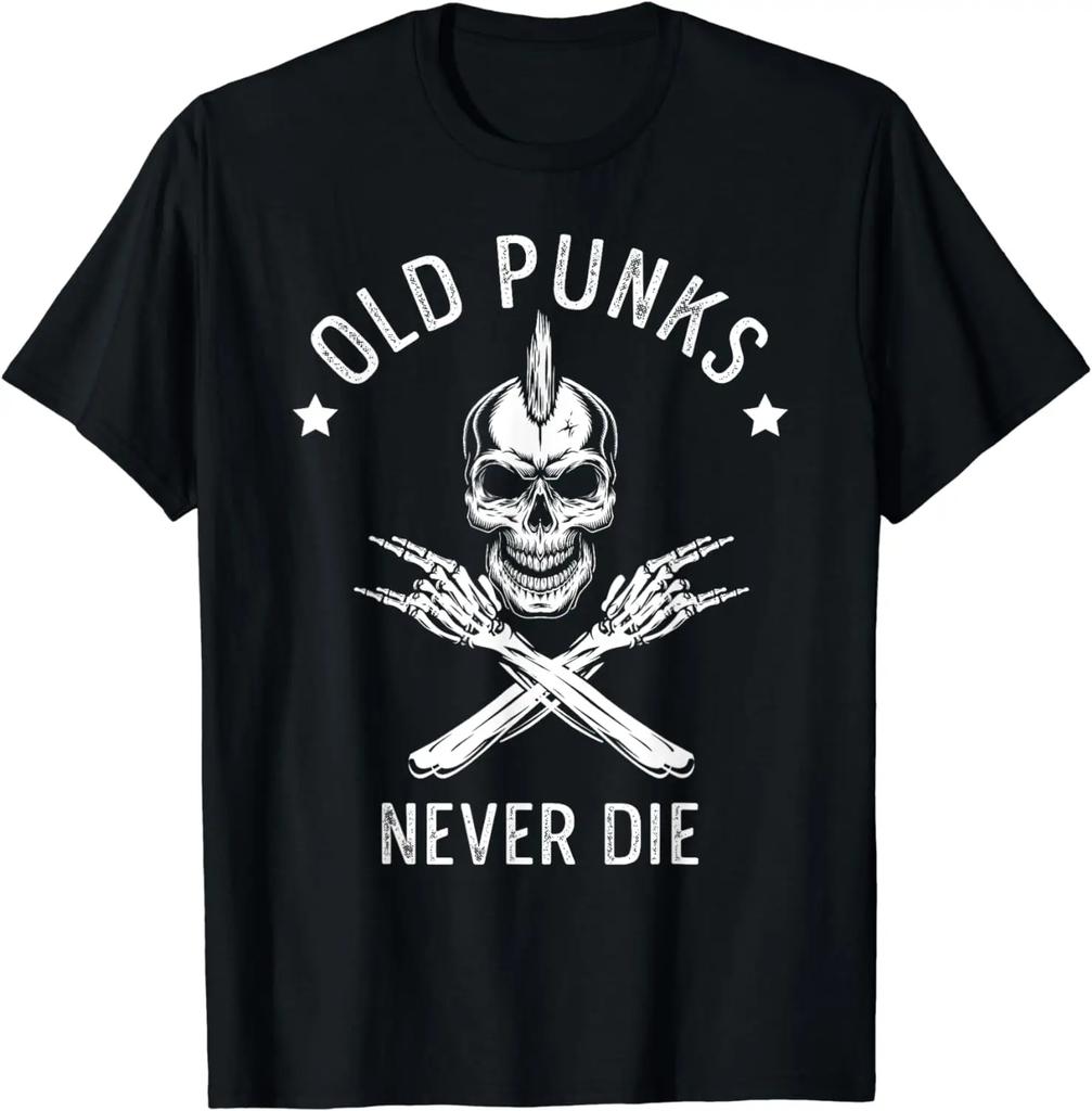 Old Punks Never Die Punker Rocker Subkultur Totenkopf Rocker T-Shirt