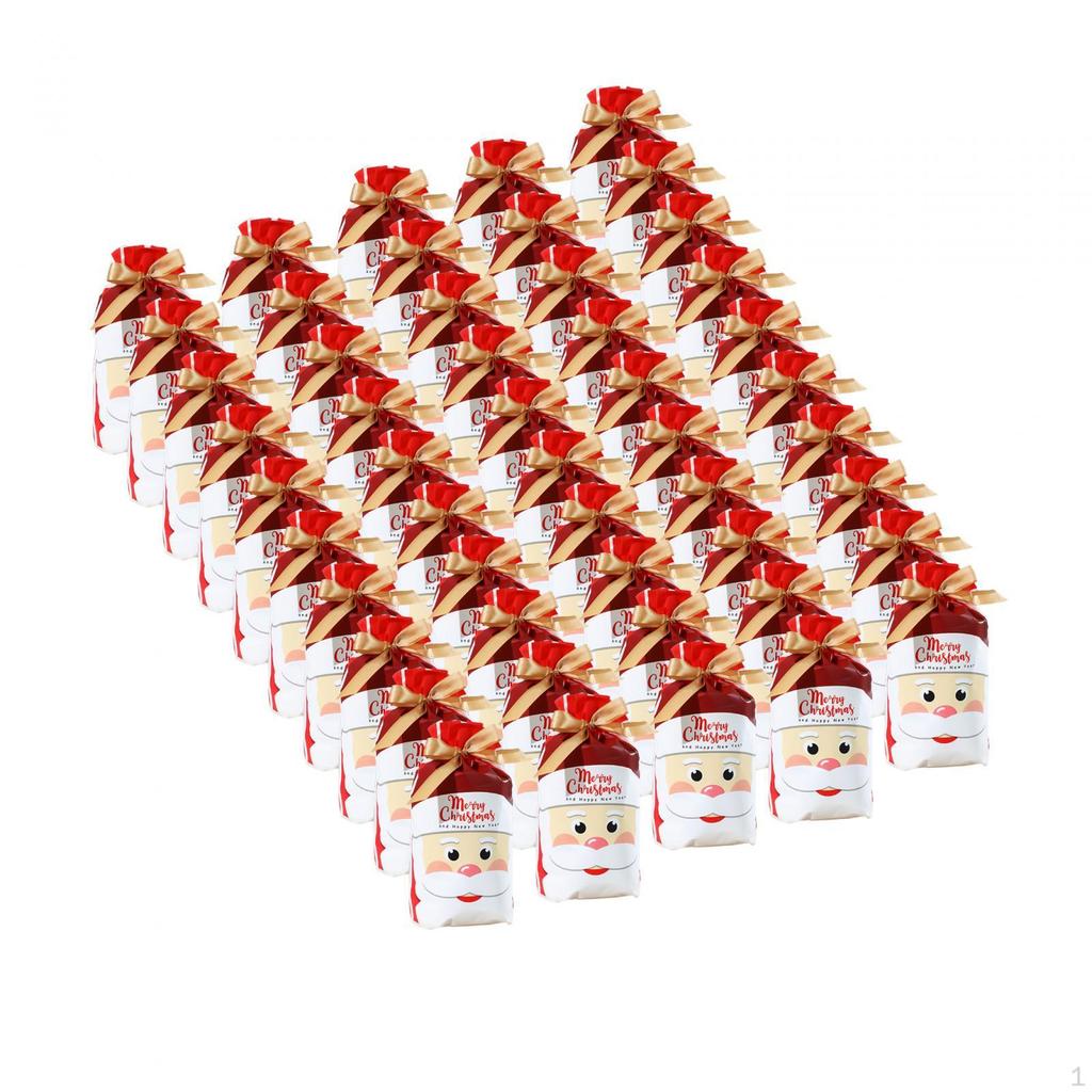 50 Pieces Gift Bags Candy Christmas Present for Gifts with Ribbon Xmas Holiday Cookie