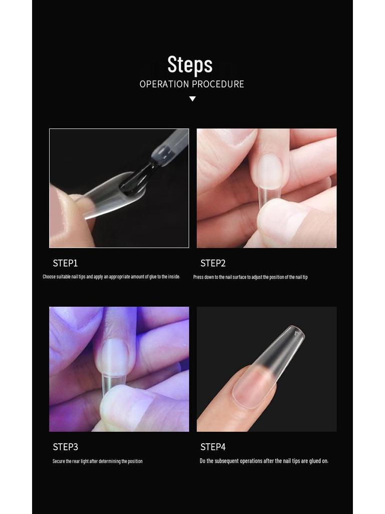 European & American Frosted Long Trapezoid Seamless Abrasive Nail Tips - Full & Single Numbers for Nail Salons