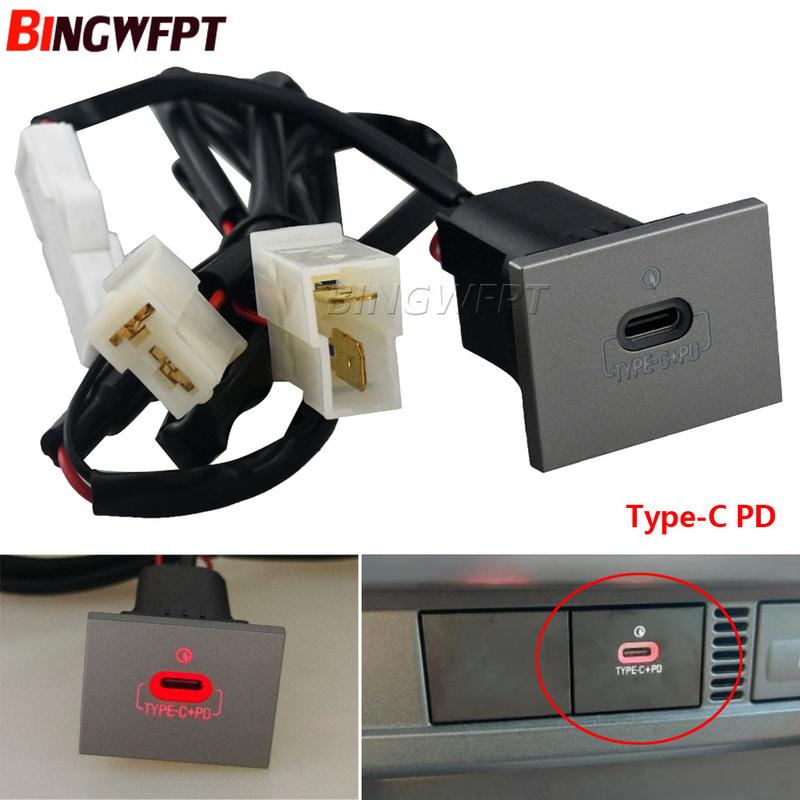 12V/24V Car USB Charger PD Quick Charge QC3.0 Auto Phone Charging Adapter Button For Ford Focus 2 MK2 2009 2010 2011 Accessories
