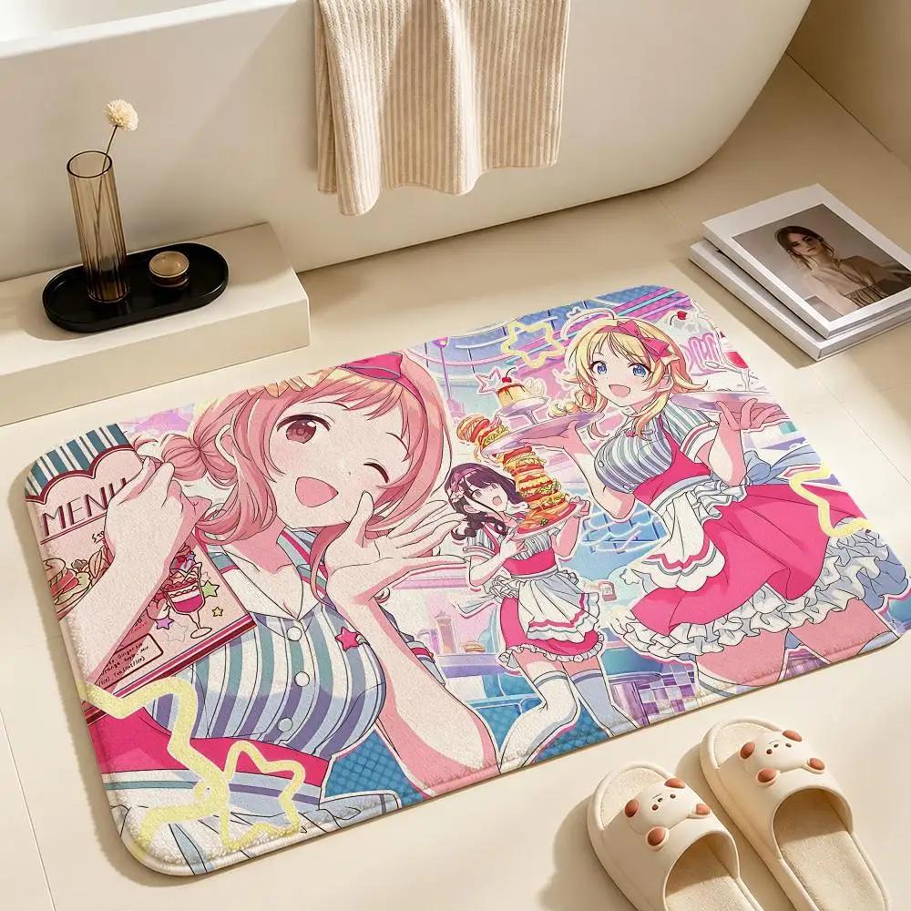 Game-THE IDOLM@STERS Floor Mat Soft Non-Slip Bath Mat, Bedside Carpet, Absorbent Doormat for Home