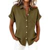 Women's -color Short-sleeved Button-down Collared Blouse