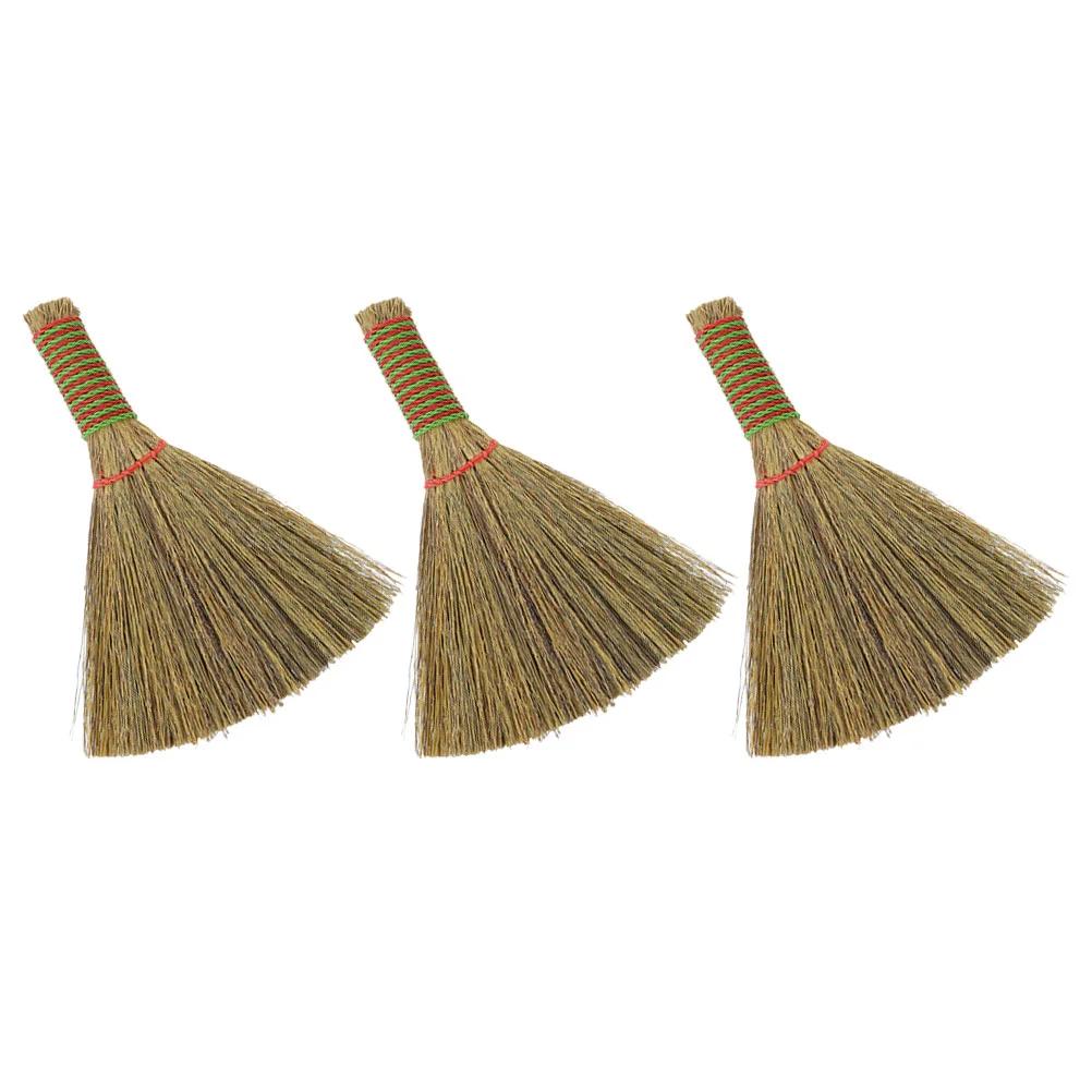 3 Pcs Kitchen Cleaning Broom Home Brooms Small Hand-made Duster Portable Whisk Miscanthus Witches Broom Mini Broom