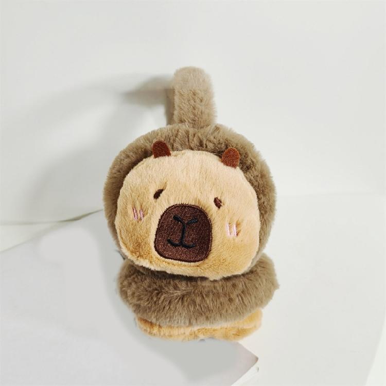 Plush Capybara Ear Warmers Fashion Portable Animal Earmuffs for Women and Girls Foldable Thick Earflaps Accessories