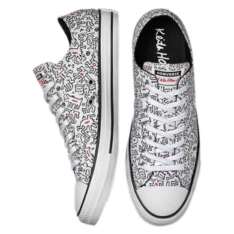 Keith Haring X Converse All Star Trendy Low-Top Canvas Shoes Unisex White & Black