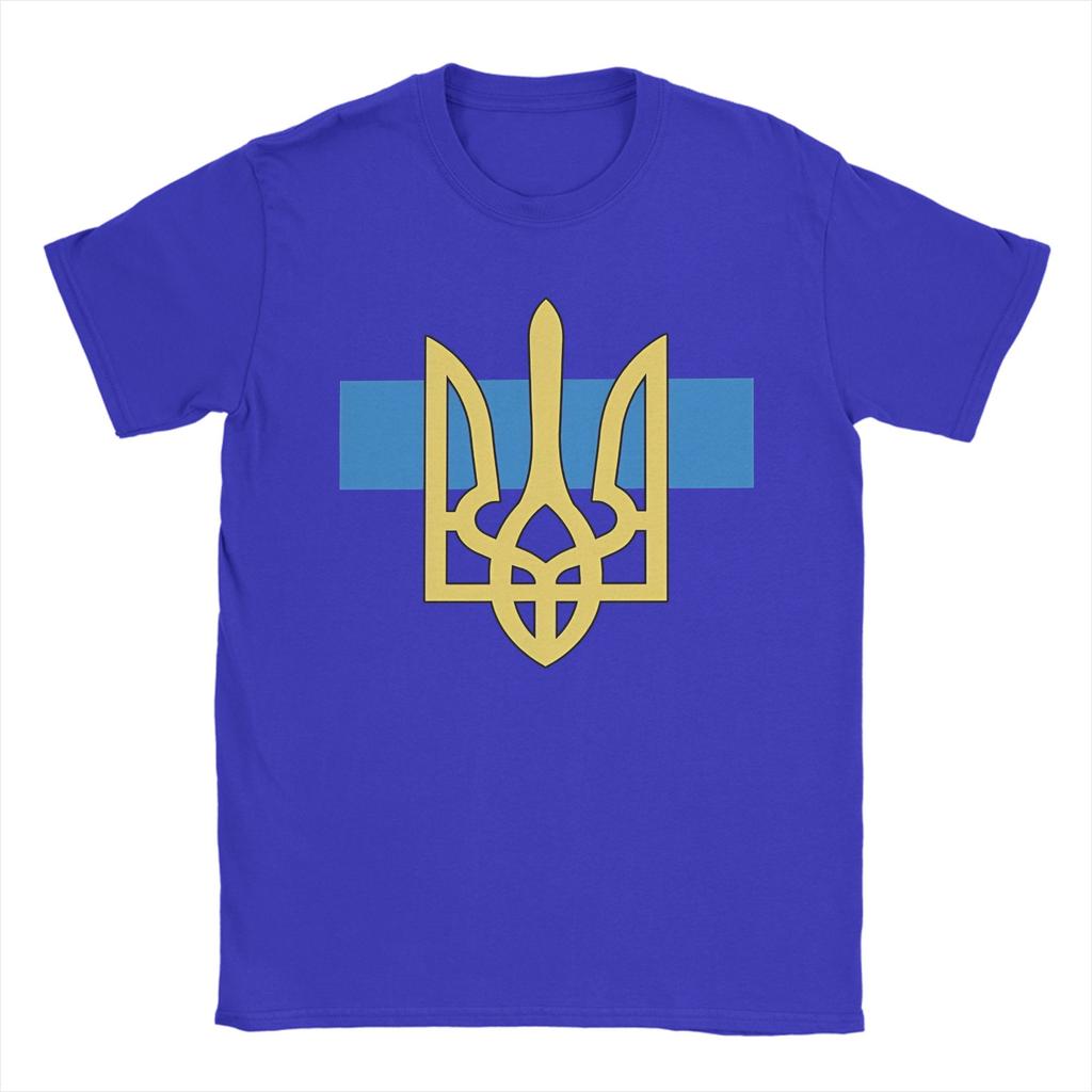 Ukraine Tryzub TShirt Men Vintage Cotton Tees Round Neck Short Sleeve T Shirts Plus Size Clothes