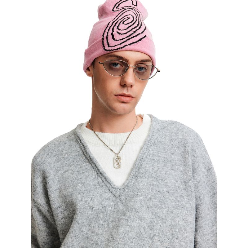 Madwitch Retro Lazy Style Fake Two-Piece Knitwear for Men and Women, Casual Wool Blend High-End Sweater for Work Clothing