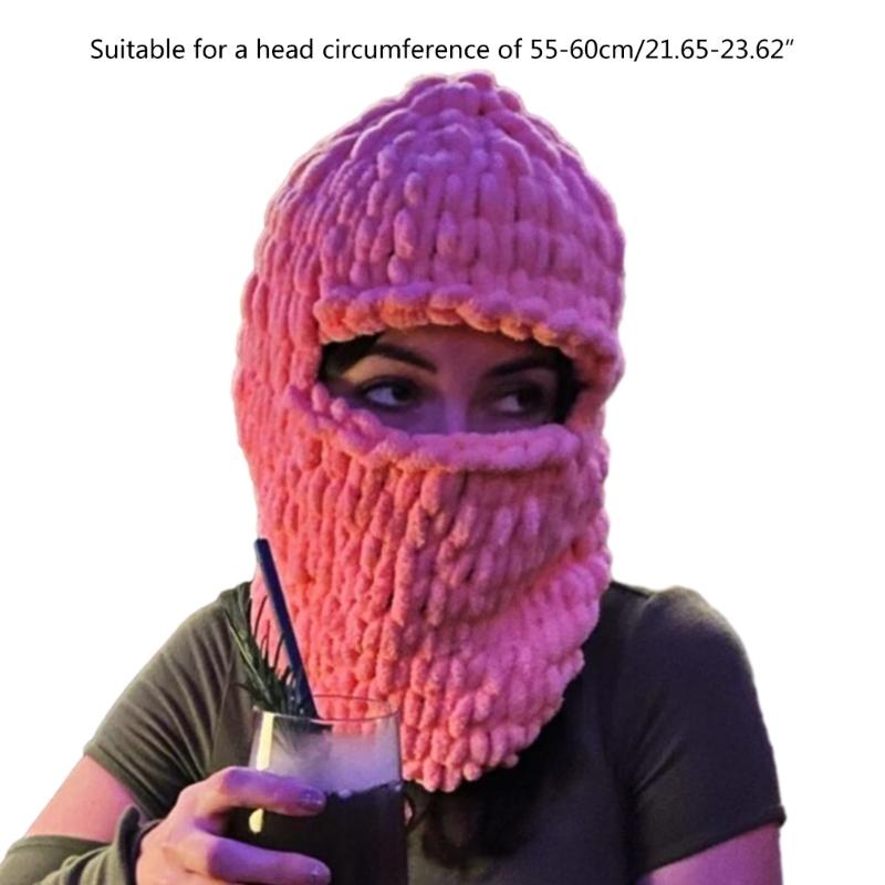 Knit Face Cover Hat Soft Plush Balaclava Cap for Women Winter Warm Mask Hat Adult Outdoor Activity Camping Cycling Cap