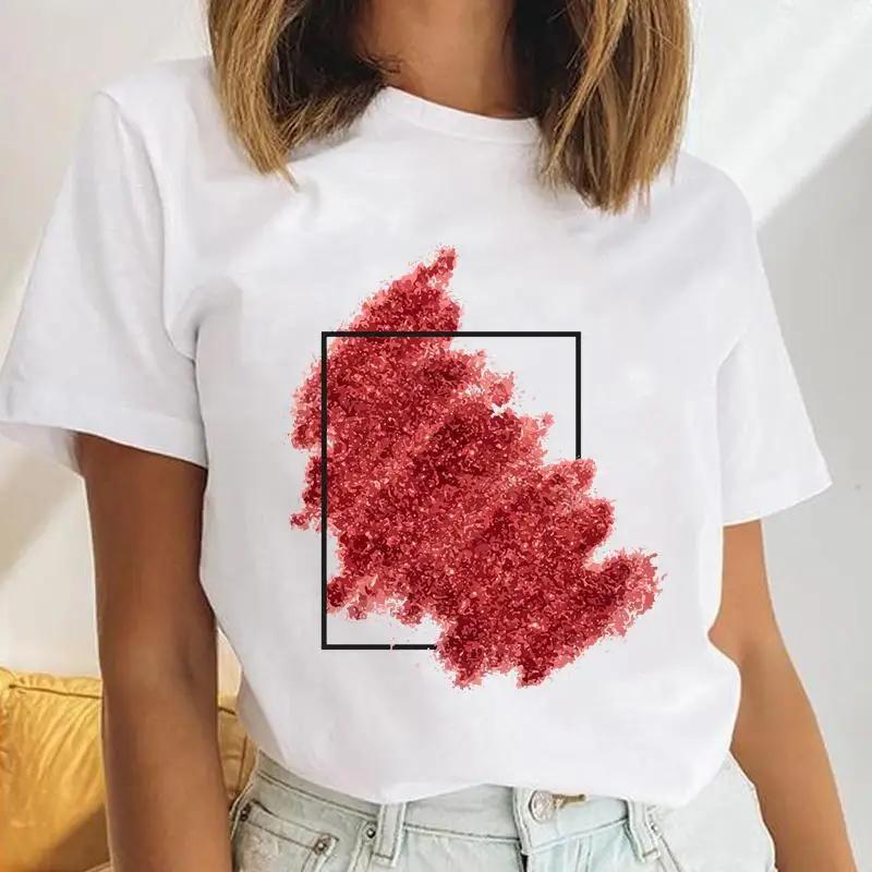 Damen Hunde PFOTEN Liebe Muster Cartoon T-Shirt Kurzärmelig Lässig Harajuku Stil Kurzärmeliges Grafik T-Shirt