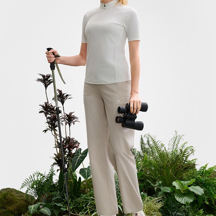 Fila Explorer Training Stand Collar Comfortable Short Sleeve T-Shirt Women Tops Snow-White A11W527114F-WT