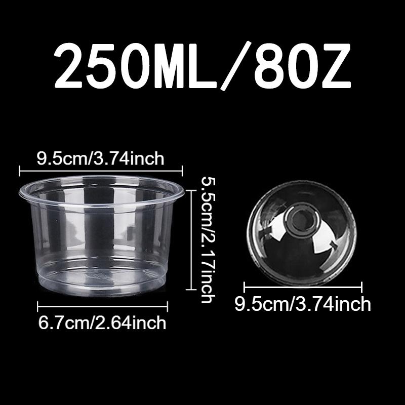 

50PCS Disposable Plastic Cups Transparent Dessert Cups Bowls with Dome/Flat Lids Fruit Juice Coffee Ice Cream Cake Container 50PCS