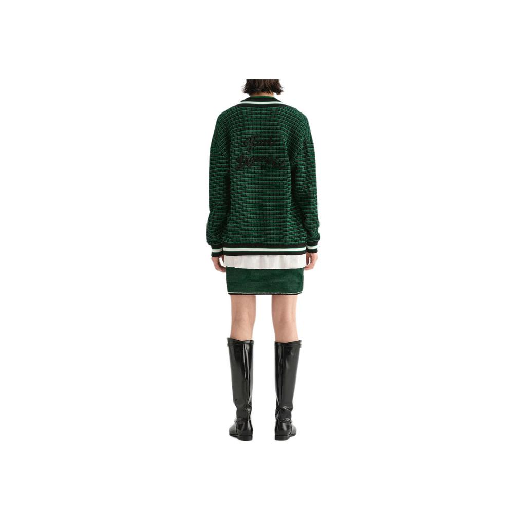 Karl Lagerfeld Urban Fashion Street Social Light Luxury Plaid Badge Round Neck Pocket Long Sleeve Jacket Women Jackets Green 236L14E6