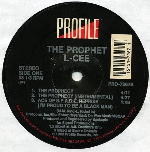 

12inch Record PROPHET LCEE The Prophecy Ace Of S.P.A.D.E S PRO7267 Profile Records 1989 US Rap HipHopRB Used