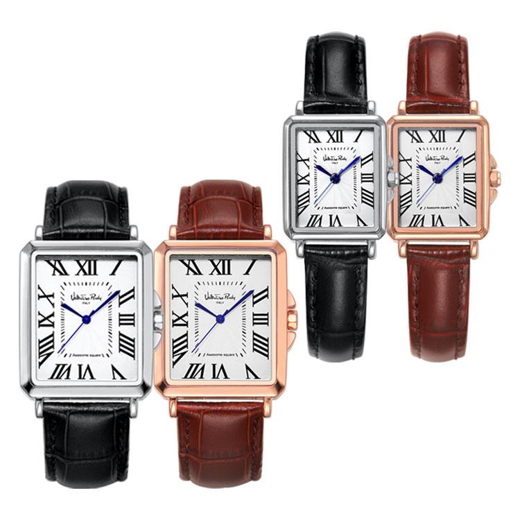 Ballentinoludi Vr1125A Men'S And Women'S Couple Watch Square Classic Square Leather Watch