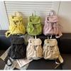 New Fashion Pleated Pull Rope Backpack Women's Niche Design Trendy Backpack Large Capacity Flip Student Bag