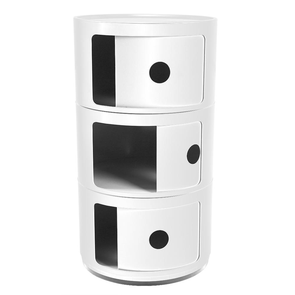 Modern Furniture Bedside Cabinet Nightstand Multifunctional Circle Storage Table (white)