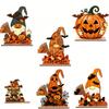 Autumn Halloween Wooden Decorative Figurines Set Random Style Seasonal Home Tabletop Decoration Indoor Outdoor Display