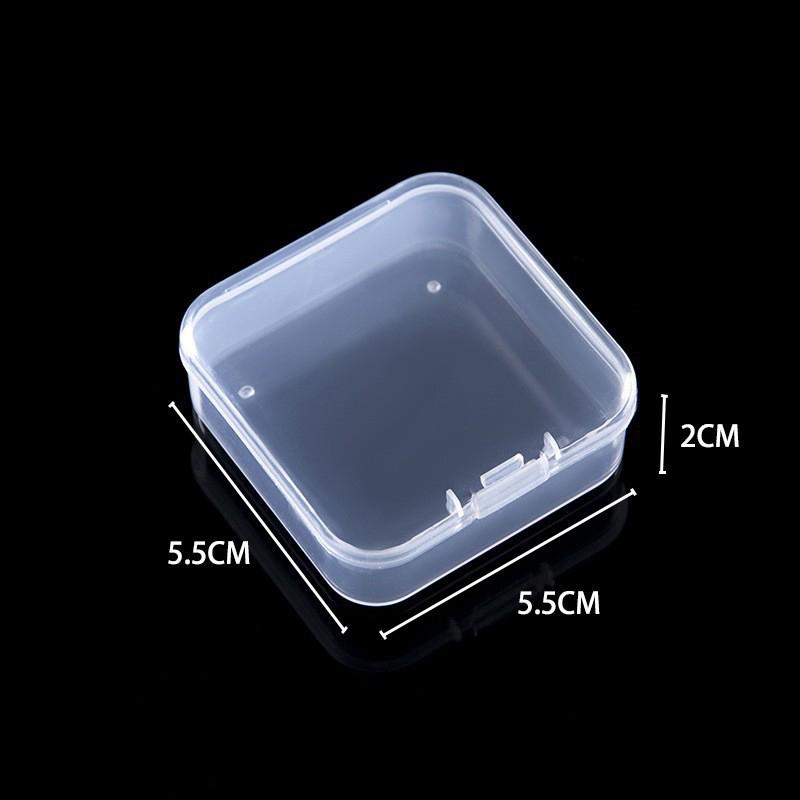 2Pcs Mini Square Boxes Clear Plastic Jewelry Storage Case Container Packaging Box For Earrings Rings Beads Collecting