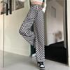 2022 New Arrivals Sweatpants Women Wide Leg Pants Retro High Waist Checkerboard Grid Elastic Woman Pant Black Loose Long Trouser