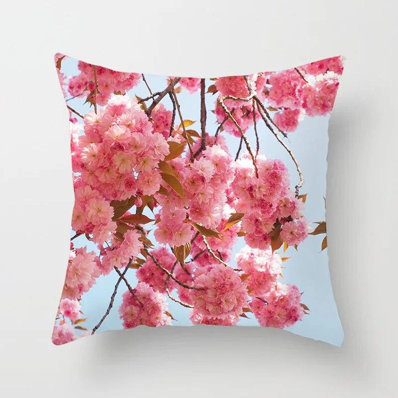 Cherry Blossom Rose Flower Throw Pillow Cover Sofa Decoration Bedside   Car Seat Cushion  Room Home